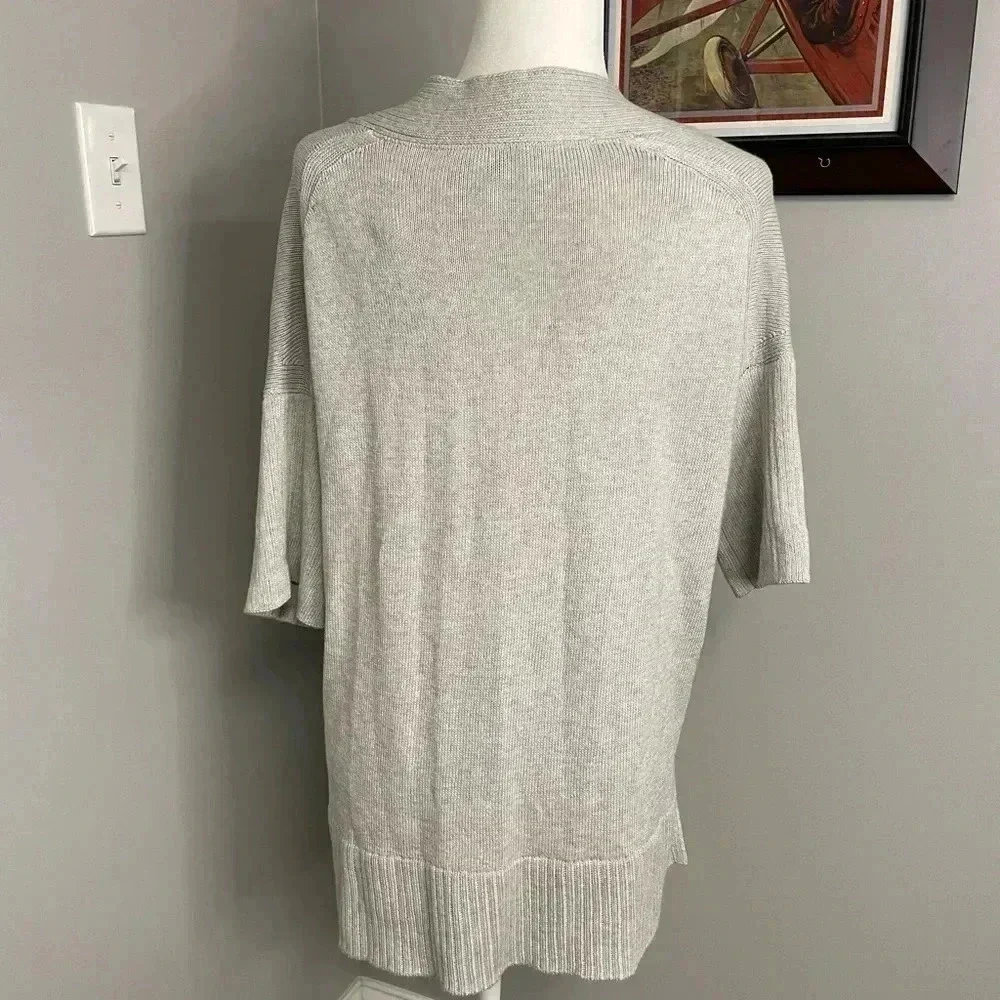 Lafayette 148 New York Vanise Oversized‎ V-Neck Cotton Silk Sweater Petite Small